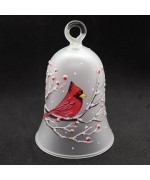 ** TEMPORARILY OUT OF STOCK ** Christmas Easter Salzburg Hand Painted Glass Bell - Cardinal